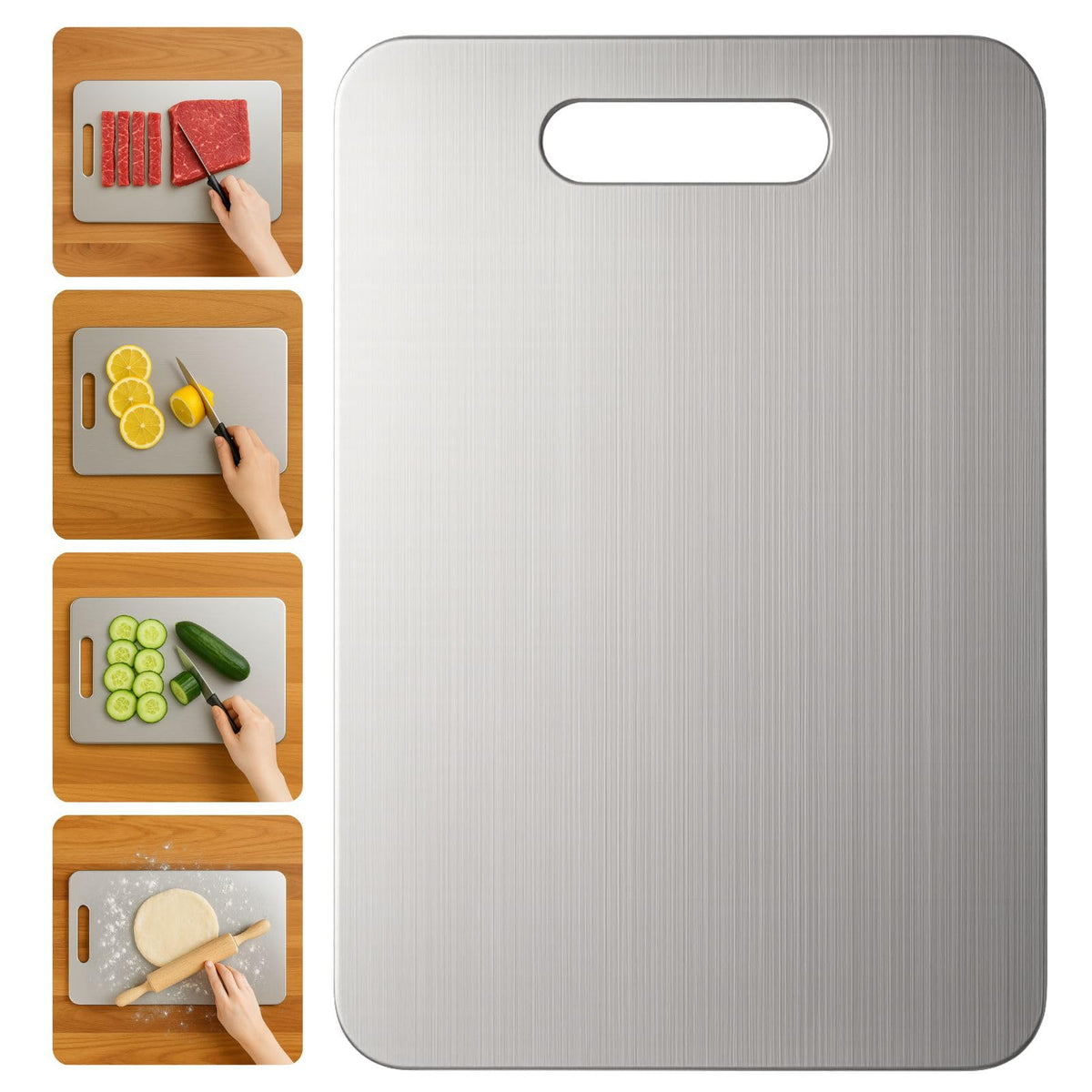 YoYoulee titanium cutting board top view showing non-stick surface for easy prep