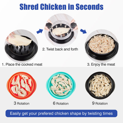 YOYOUTH Chicken Shredder Tool transparent lid shows shredding progress.