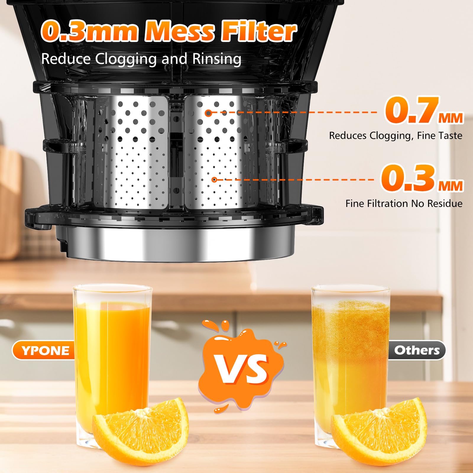 YPONE juicer 3-step assembly for quick setup and cleanup