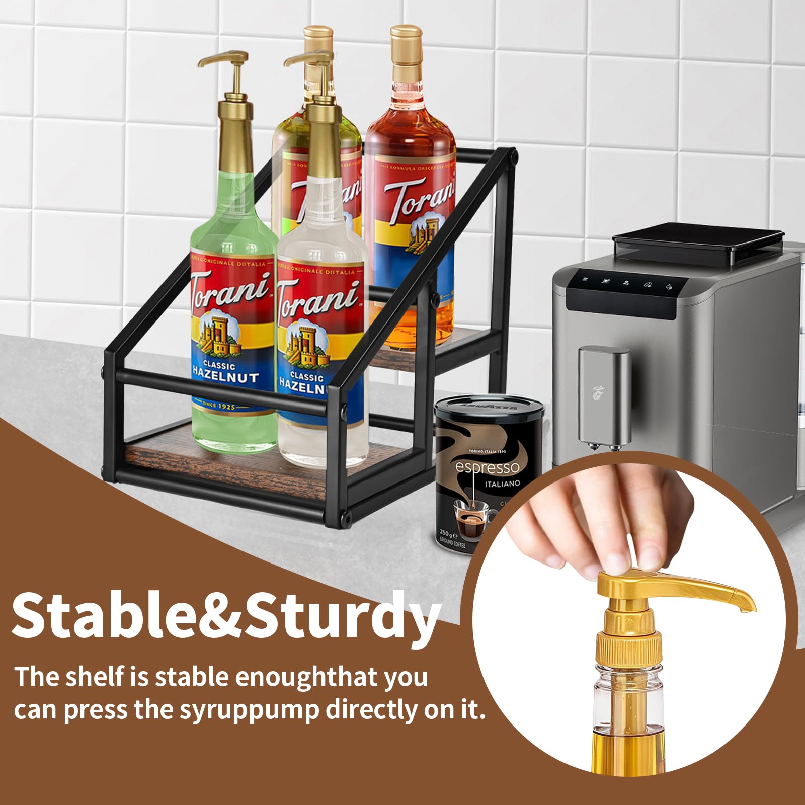 YQBRAO 2-tier display shows four bottle capacity for sauces