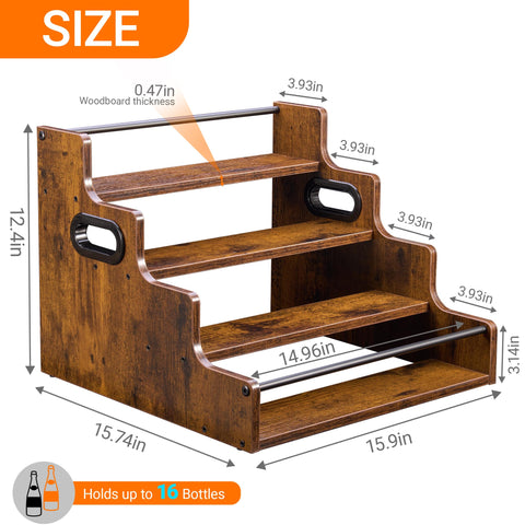 YQBRAO 4-Tier Bottle Display Top View captures compact layout and space efficiency.