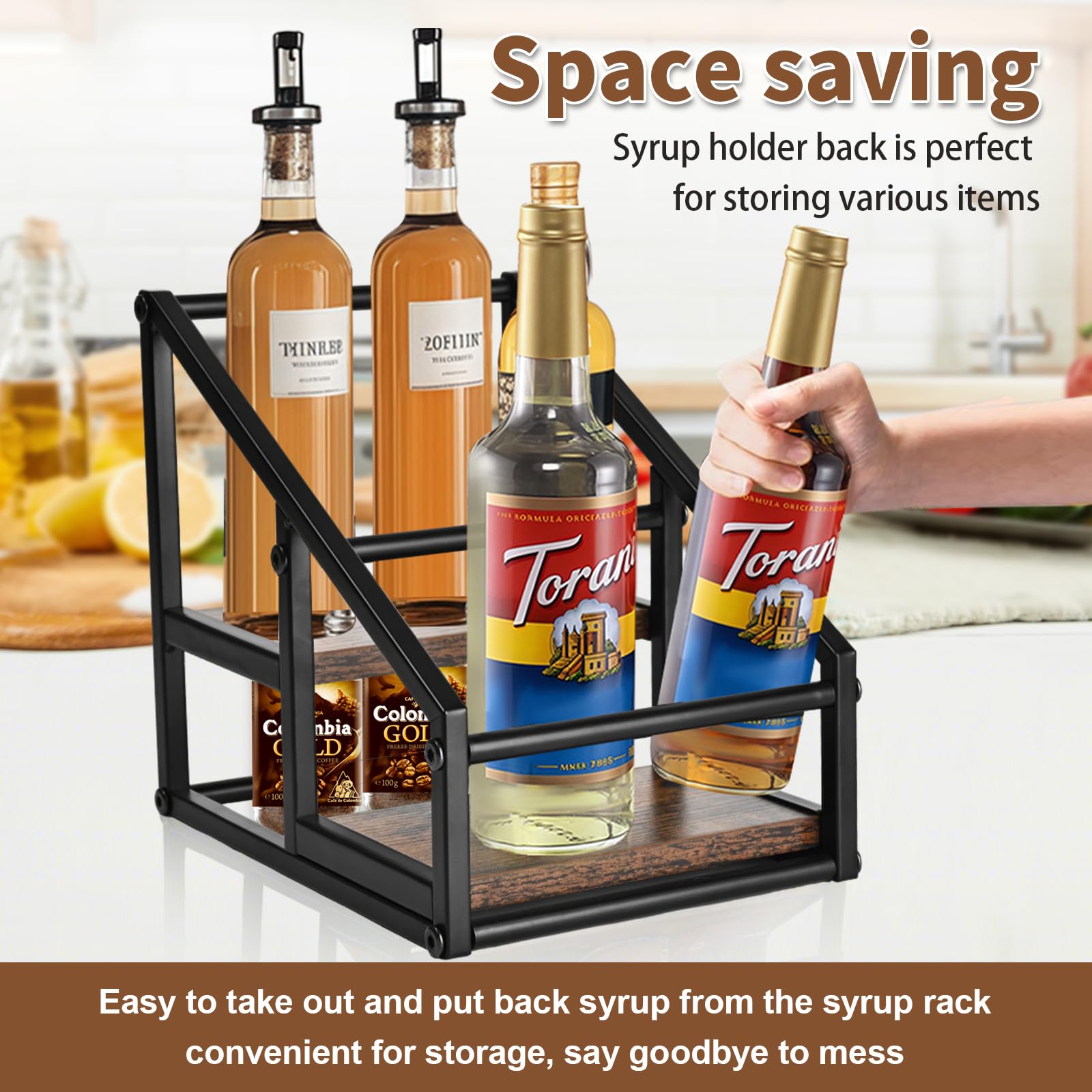 YQBRAO front view of coffee bar setup with rack display