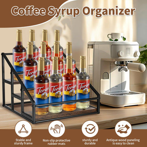 YQBRAO coffee syrup rack side view highlighting space-saving design for home bars