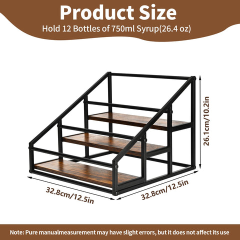 YQBRAO three-tier display holding assorted syrups for quick access