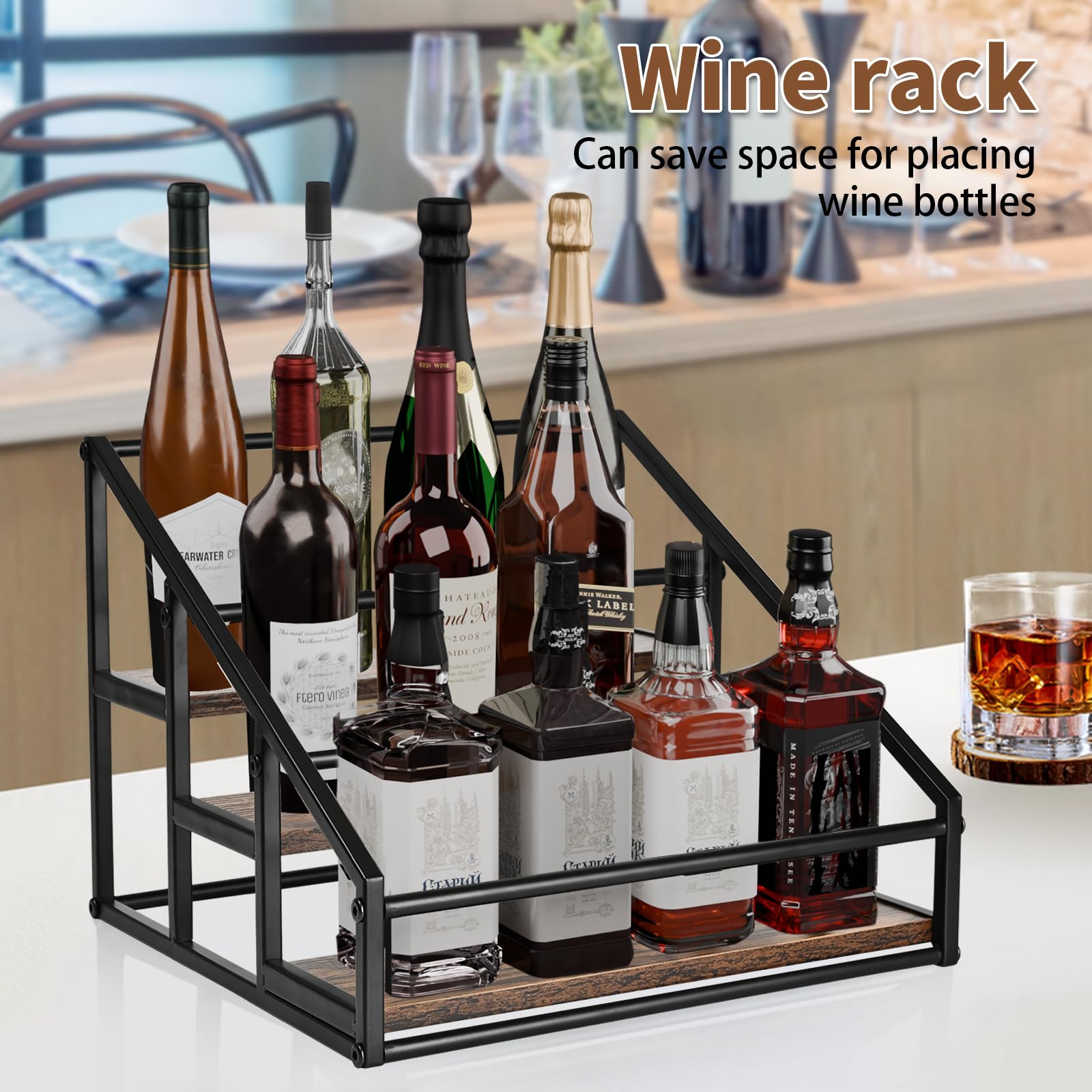 YQBRAO kitchen setup with organized beverage syrups on the rack