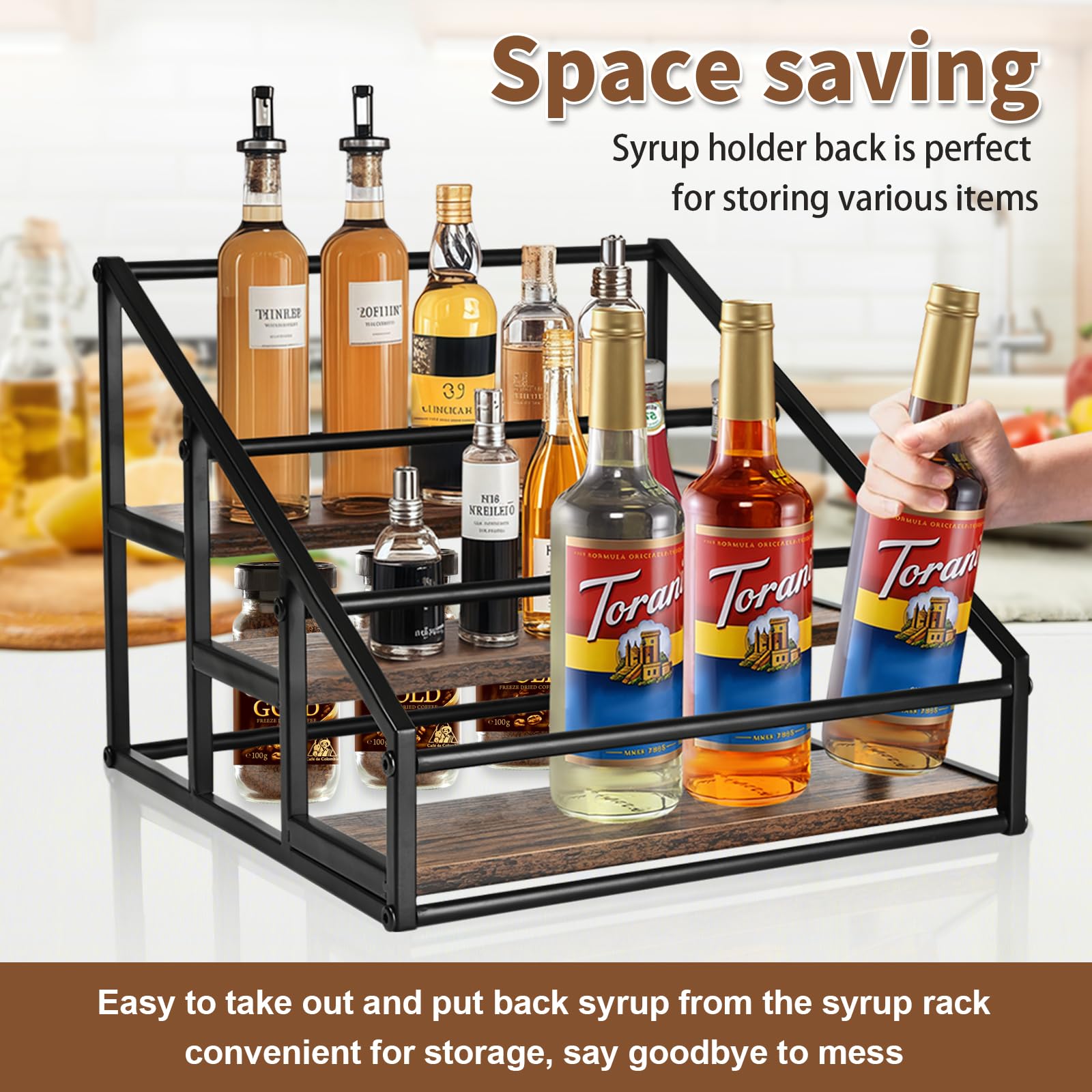 YQBRAO wooden base and metal frame supporting a sturdy display rack