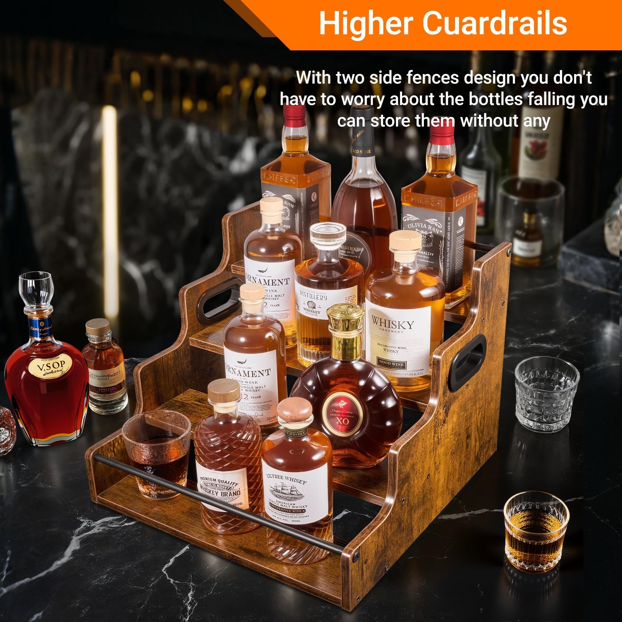 YQBRAO dual side handles with safety rails support safe transport and display.