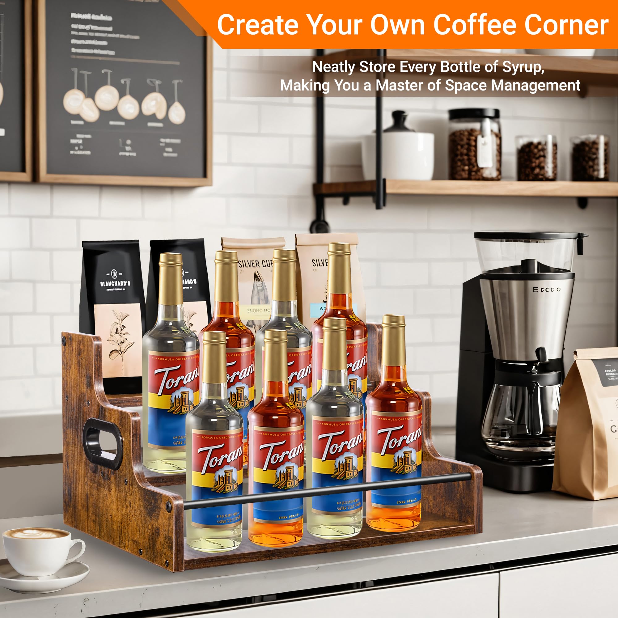 YQBRAO versatile display doubles as coffee bar or spice rack