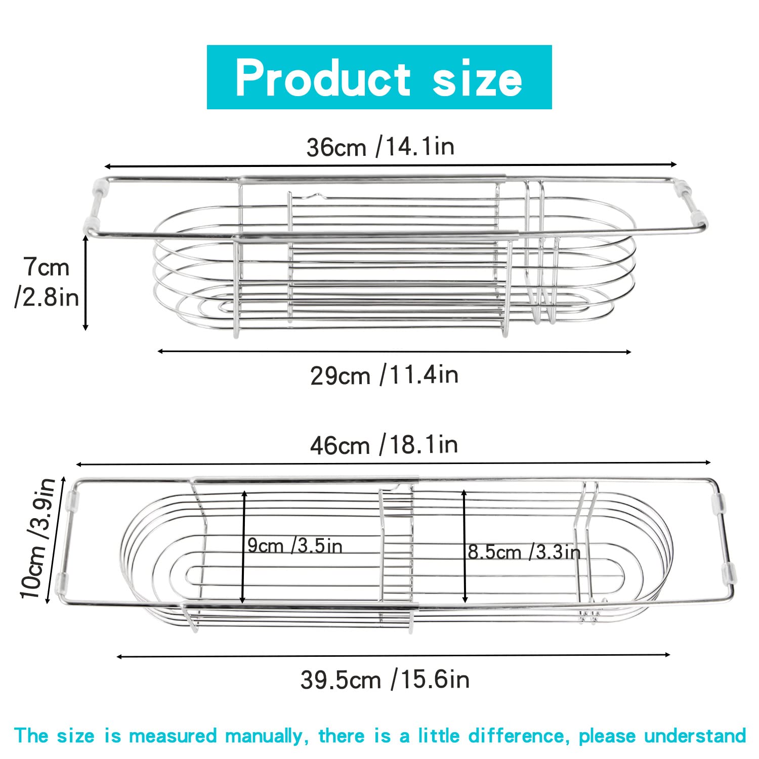 YQh expandable rack extended to 18.1 inches fits larger sinks.
