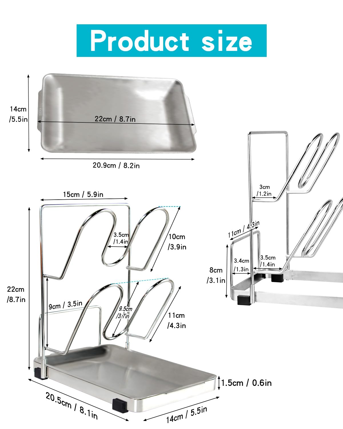 YQh drip tray captures spills, preserving a clean, dry countertop.