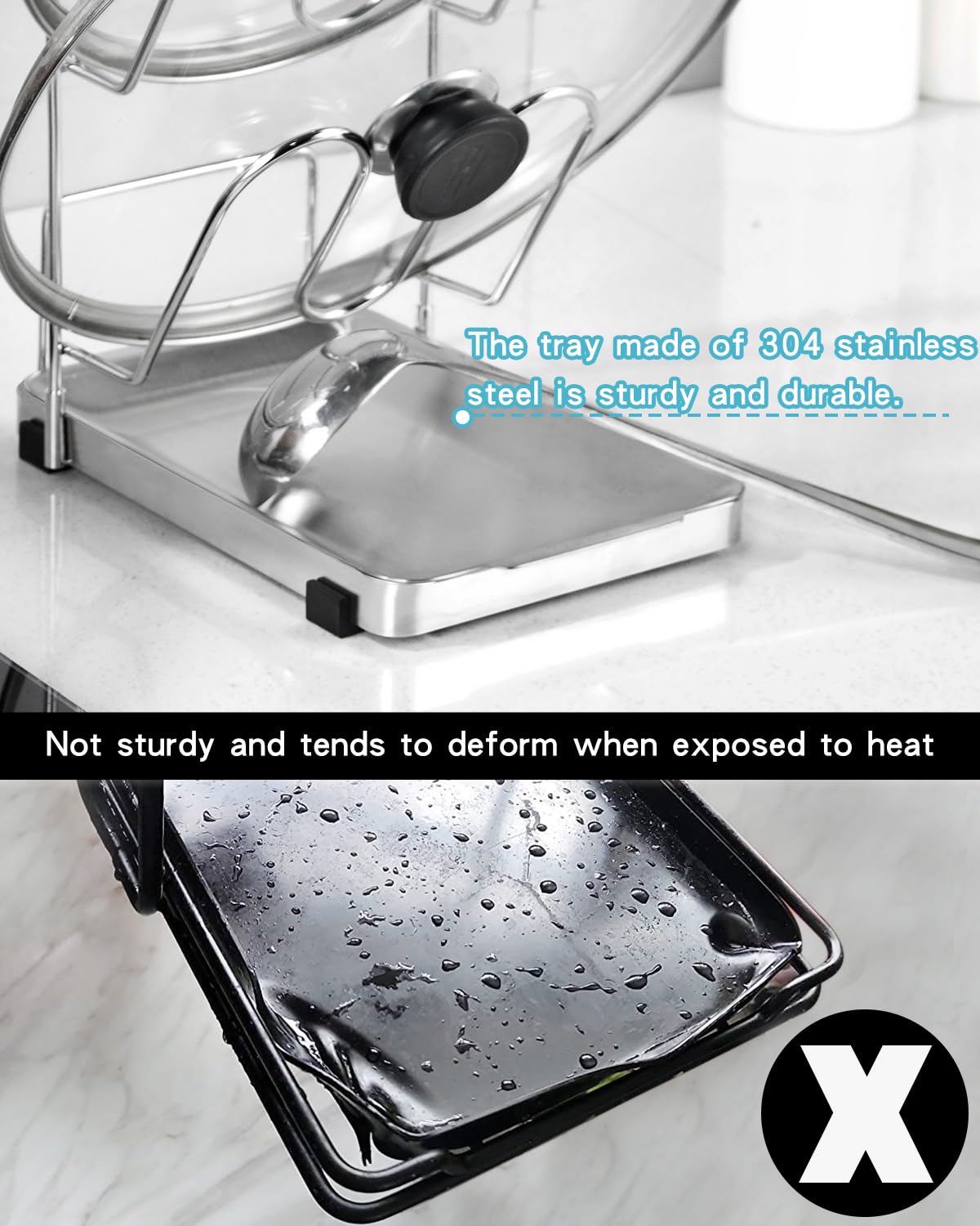 YQh sturdy stainless steel frame provides stable support during meal prep.