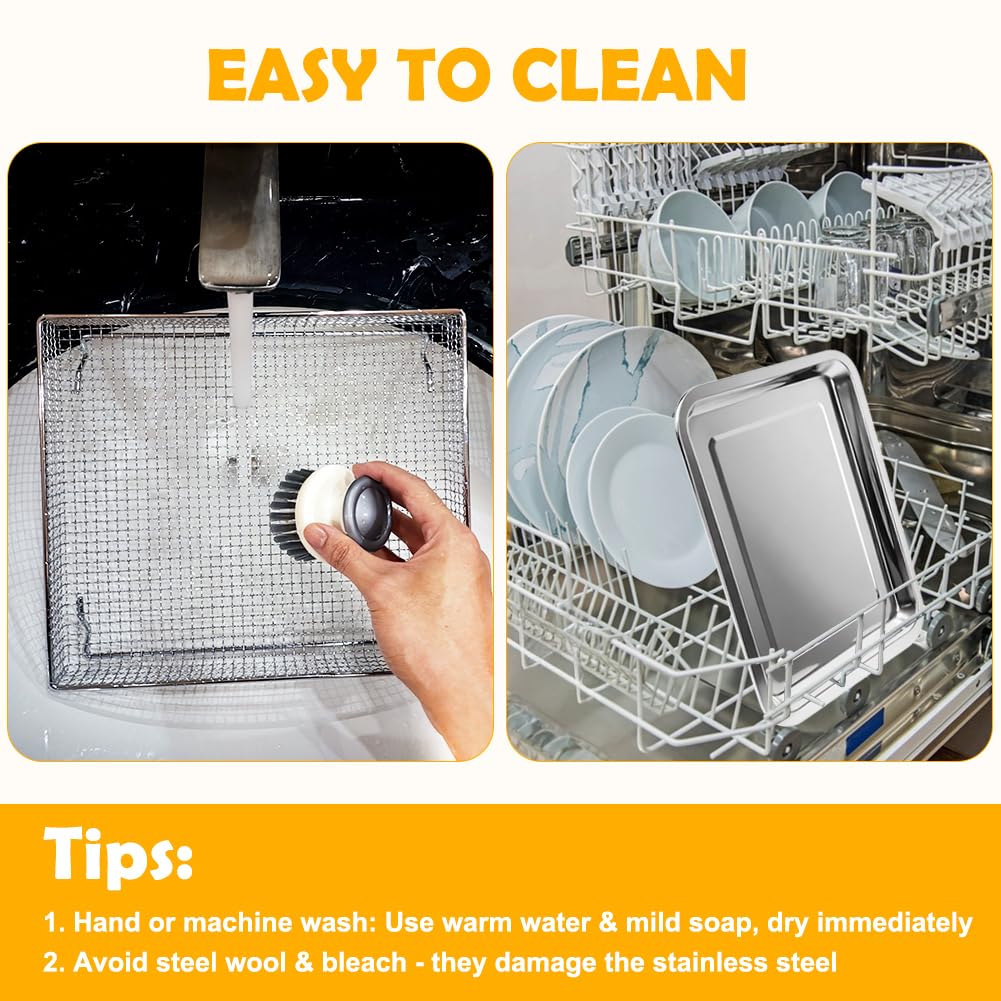 YQL oven-safe stainless steel tray and basket withstand up to 480°F safely.