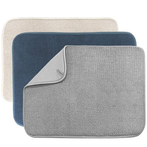 Ysanciuu dish drying mat beige 20x15 on counter absorbs moisture and keeps counters tidy
