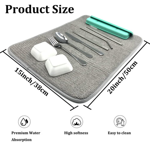 Ysanciuu dish drying mat gray 20x15 on counter protects surfaces while drying dishes