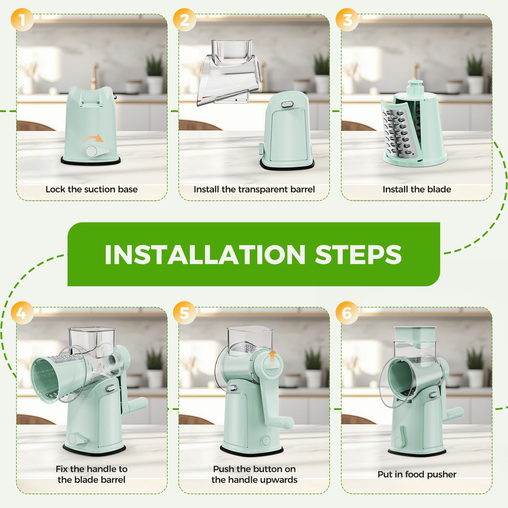 Five-blade sets from YSEPOZ enable shredding, slicing, and chopping tasks.