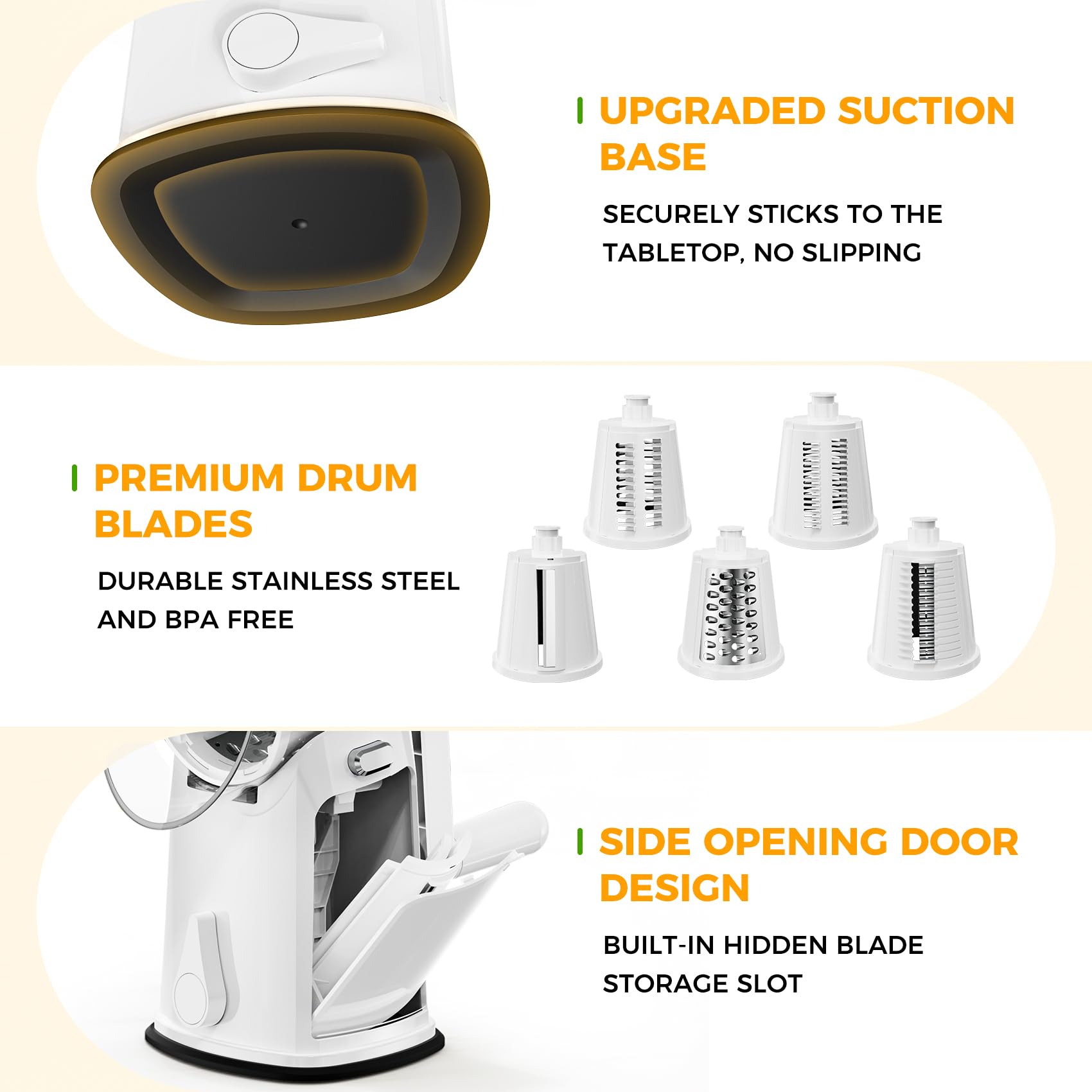 YSEPOZ round mandoline slicer enables even, uniform cuts.