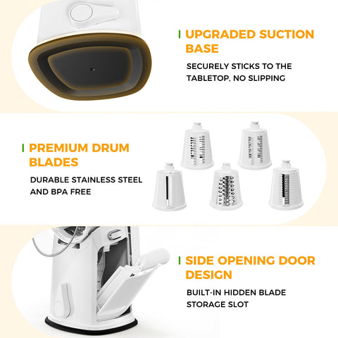 YSEPOZ round mandoline slicer enables even, uniform cuts.