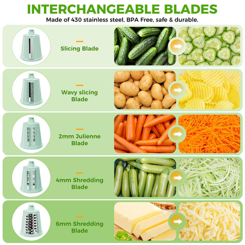 Round mandoline slicer feature from YSEPOZ for uniform veggie cuts.