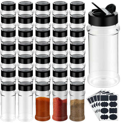 Ysglory 36-pack clear square spice jars for organized pantry storage