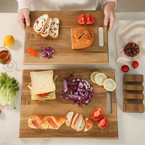 YSTKC Acacia cutting board easy-clean surface simplifies post-meal cleanup