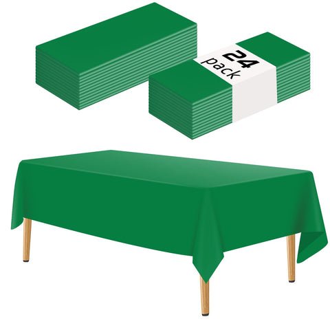 YSYJ green 24 pack tablecloth unrolled on rectangular table for quick party setup
