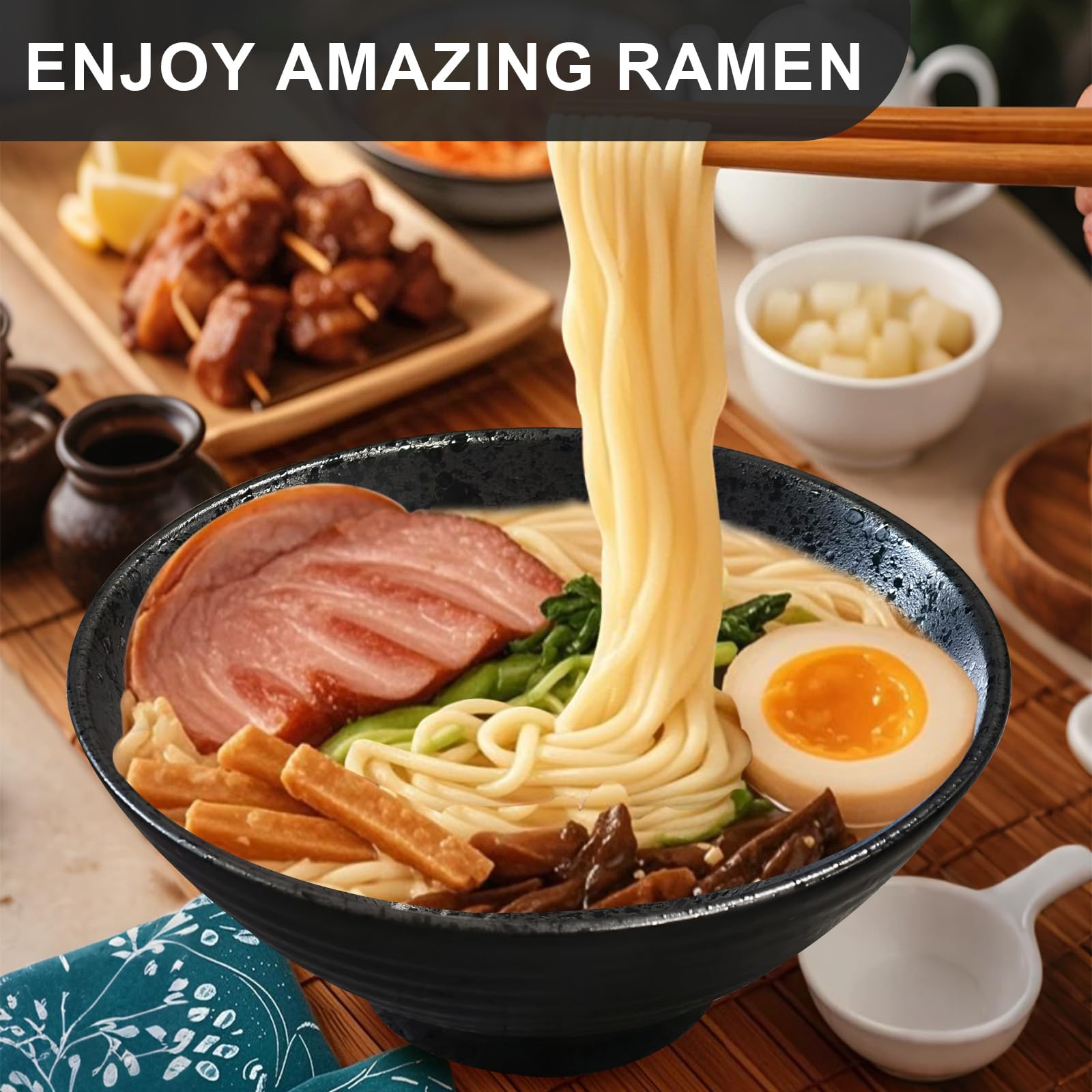 YTLEMON patterned deep ceramic bowl with hand-painted design