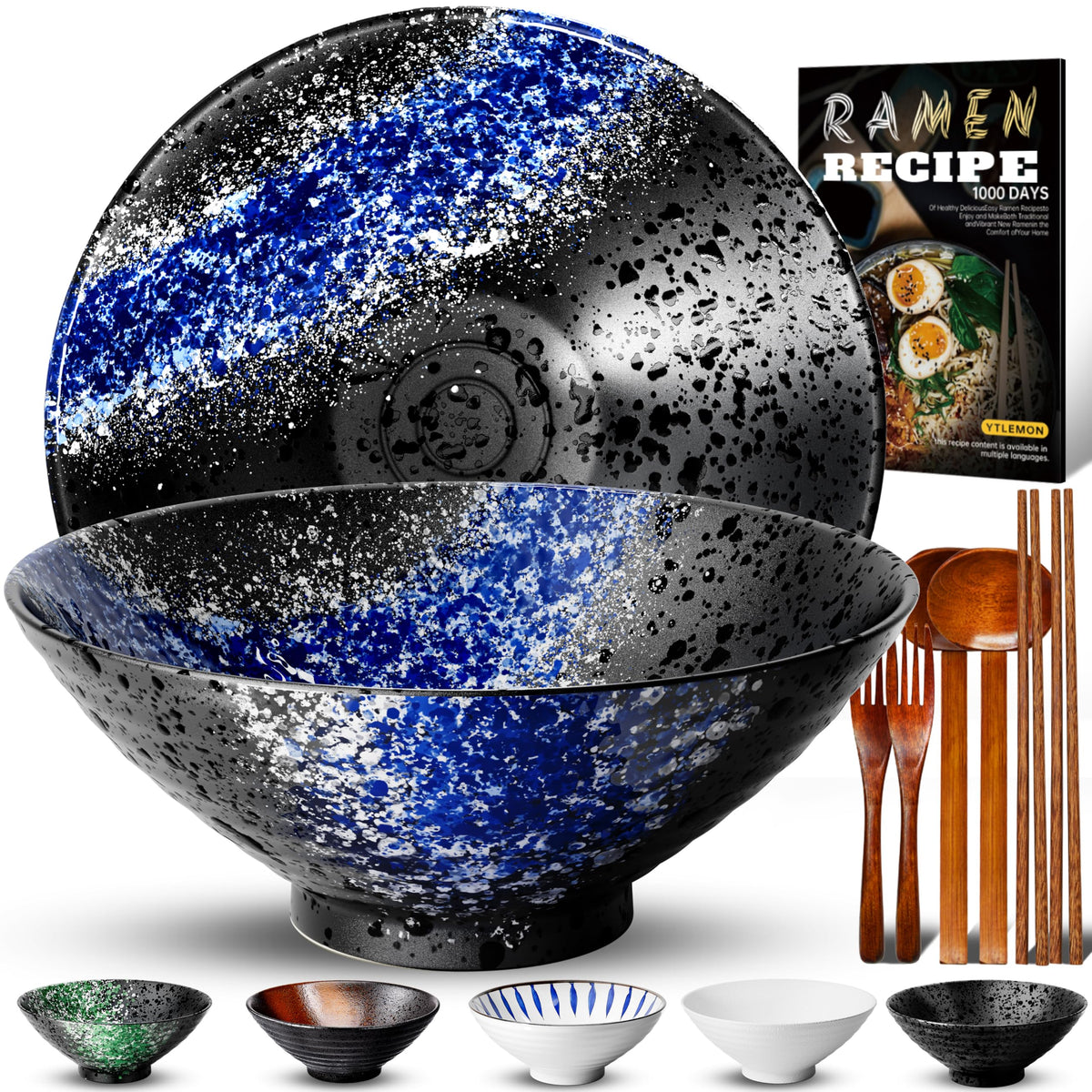 YTLEMON 8-inch ramen bowls (2-pack) ideal for ramen or hearty salads