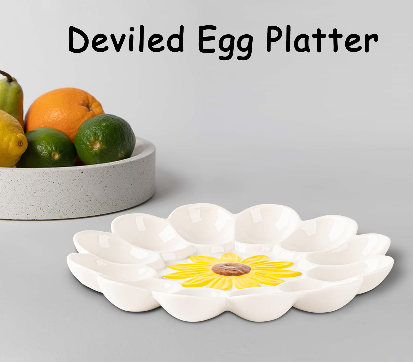 YU&CH sunflower deviled egg tray with 12 egg depressions for party prep