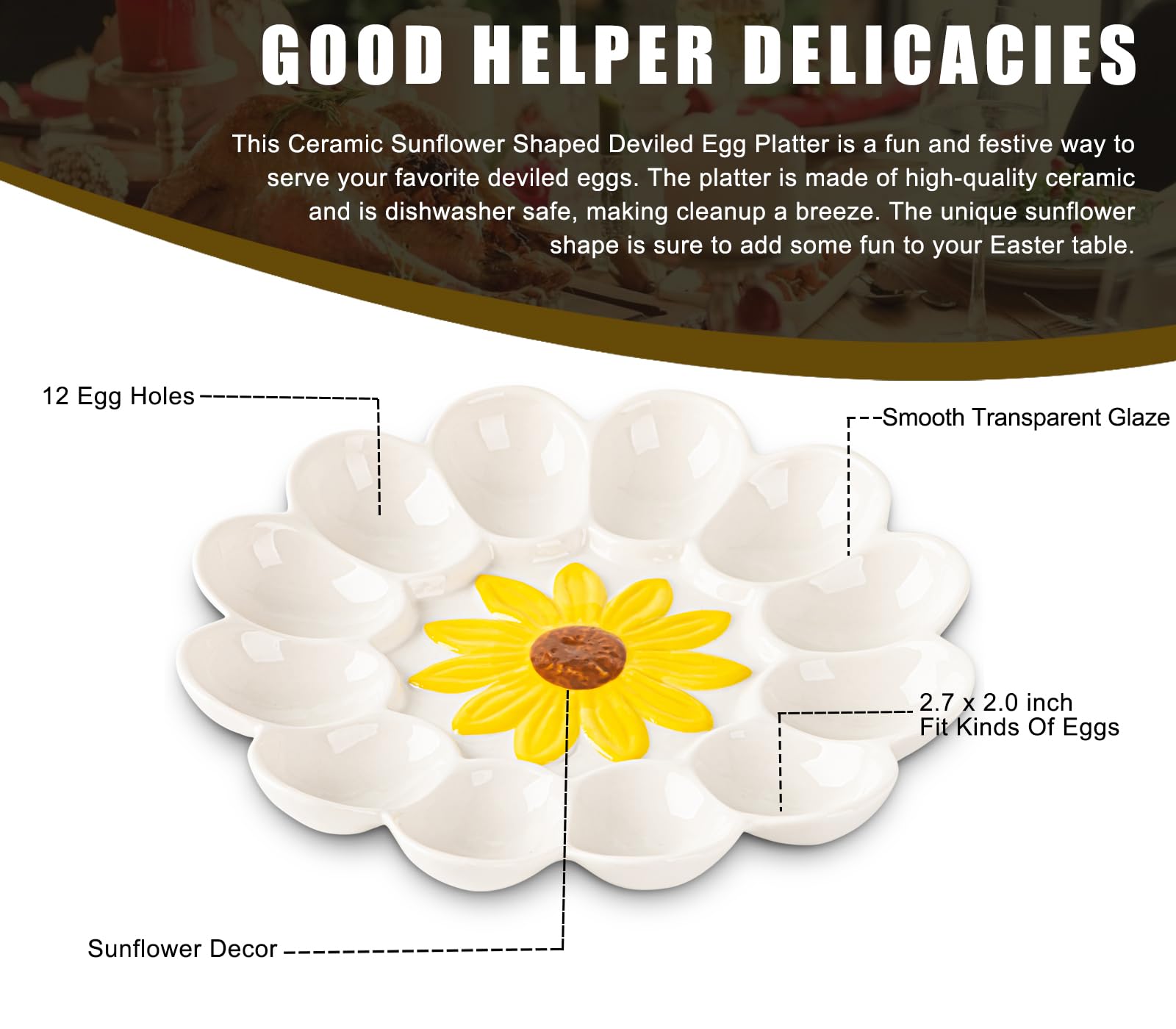 YU&CH white ceramic plate with sunflower relief enhances table decor during gatherings
