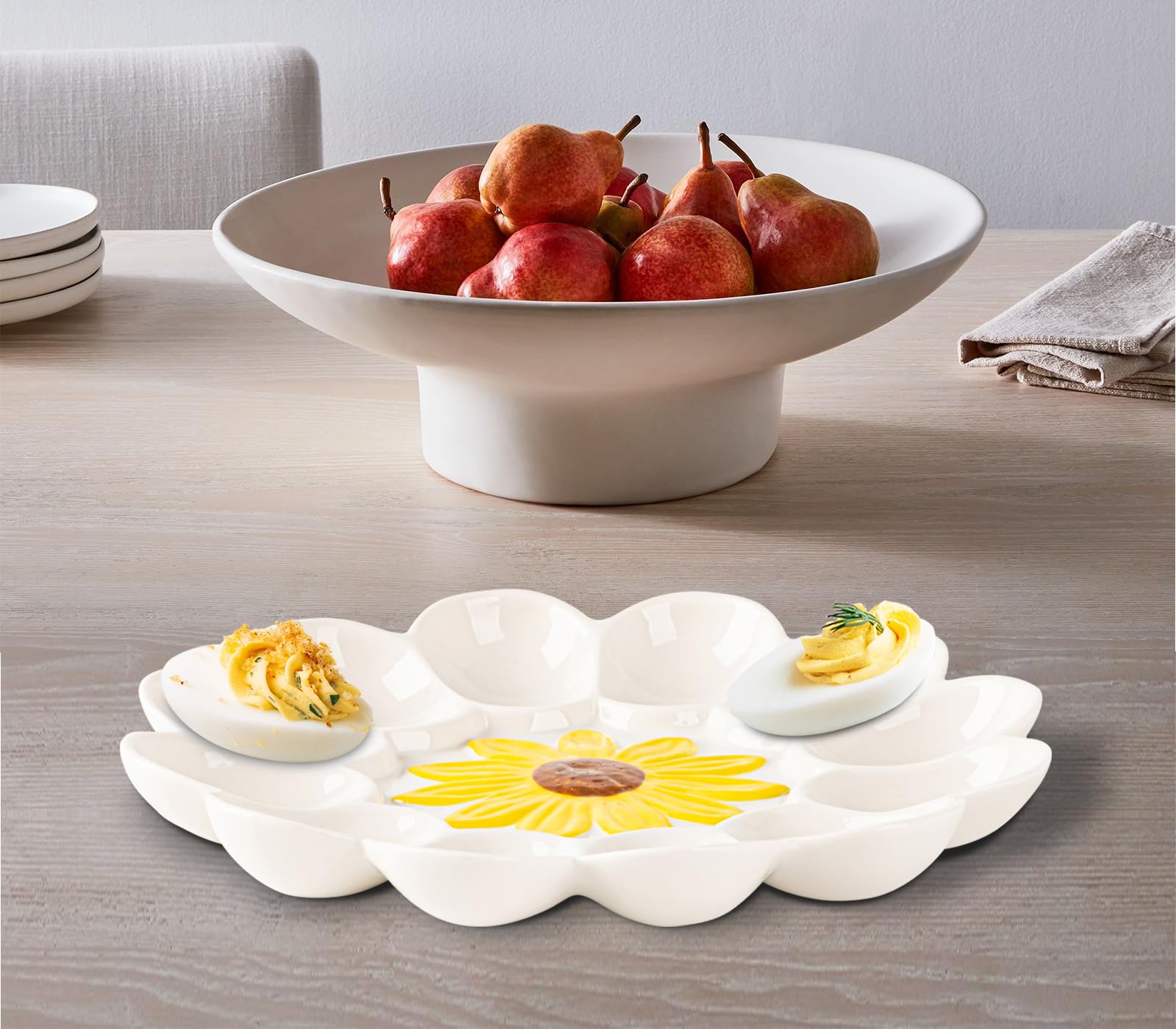 YU&CH 12-egg tray paired with dips and vegetables for festive appetizers