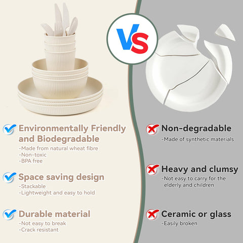 YUANYE beige dinner plates, stackable for space-saving meals.