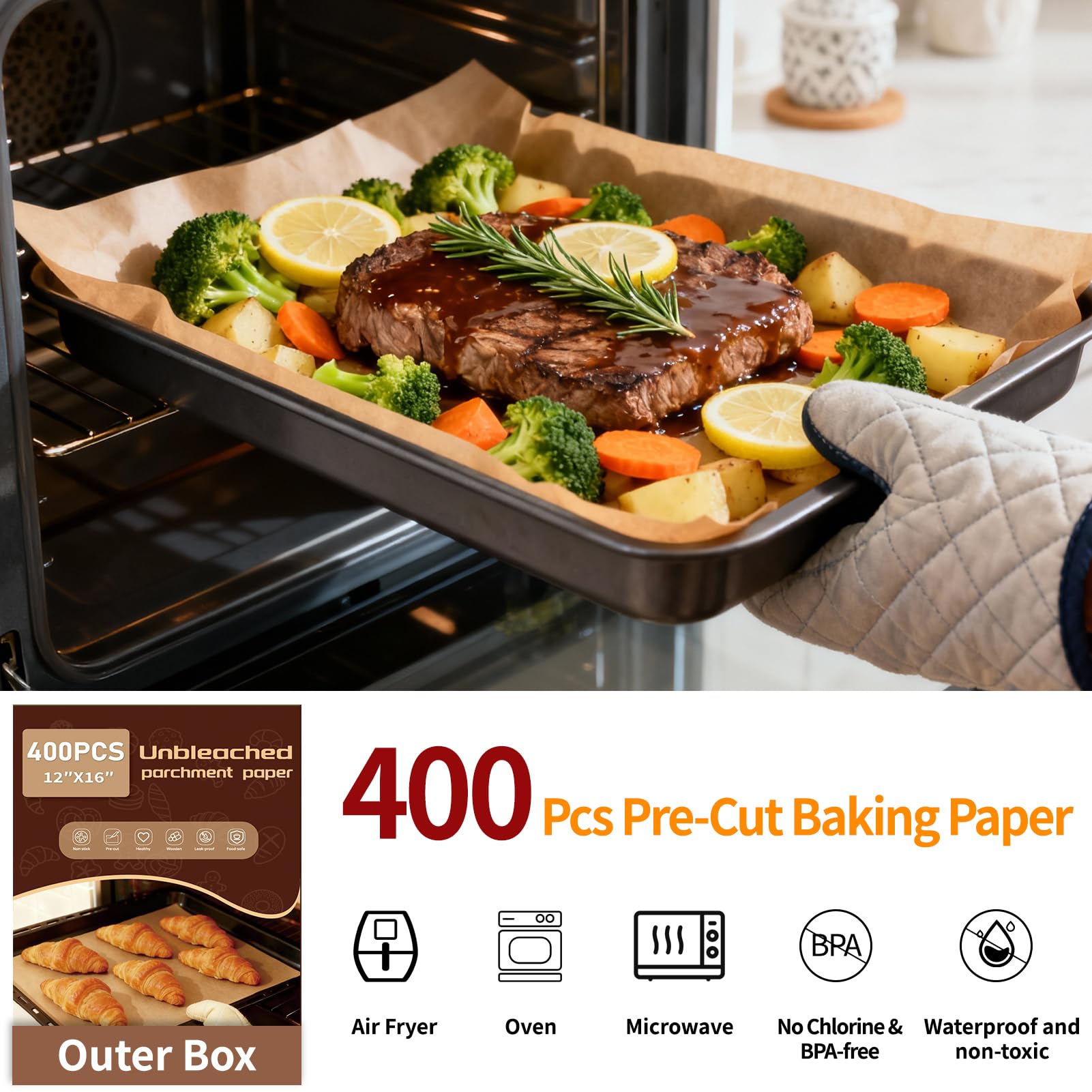 YUANYE non-stick parchment surface enabling easy food release from trays.