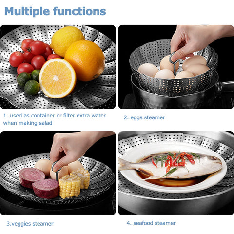 Yubng 7.3-inch kitchen tong helps lift steaming contents safely.