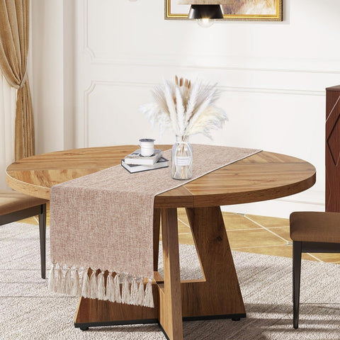 yuboo Boho table runner tassels close-up highlighting decorative fringe for festive charm