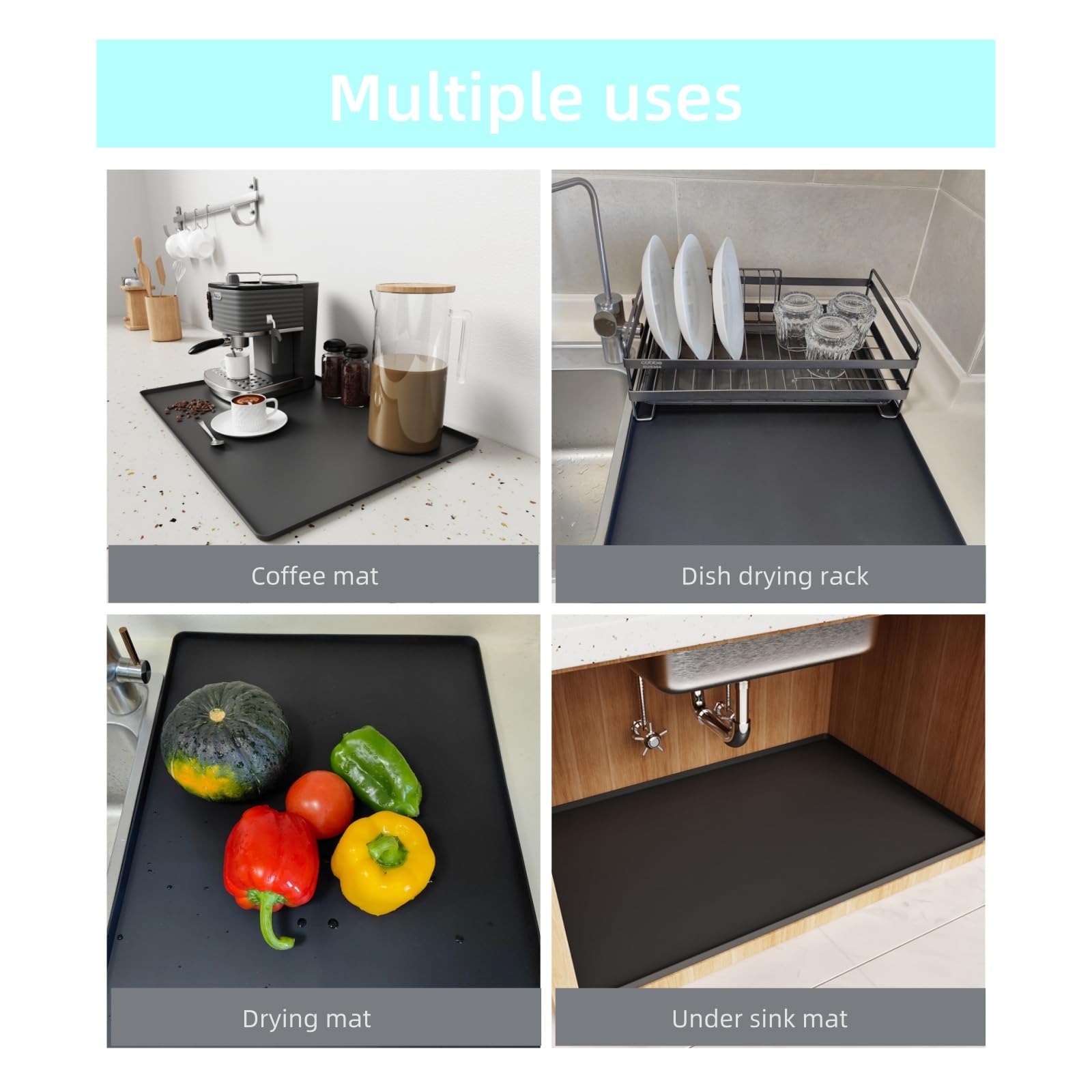 Yudevey spill-proof bar mat guards counters in kitchen, office, or cafe.