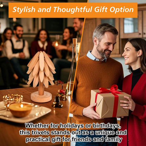 Yuejihuisimple compact tree trivet storage saves counter space
