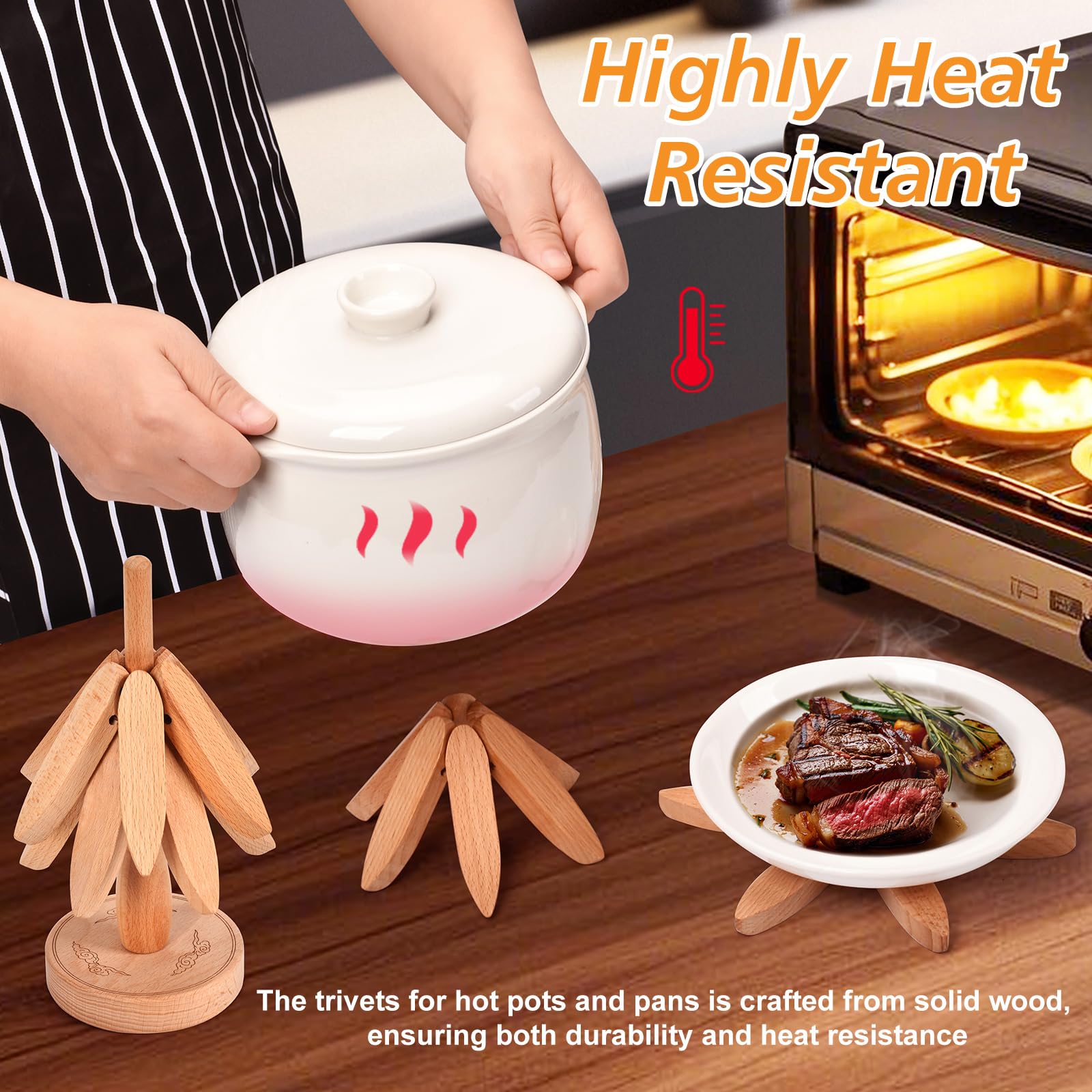 Yuejihuisimple heat-resistant trivet handles up to 450°F for cooking safety