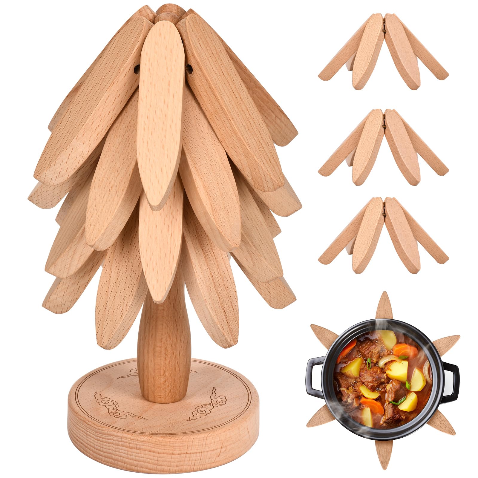 Yuejihuisimple wooden tree trivet set, assembled, guards countertops from hot dishes