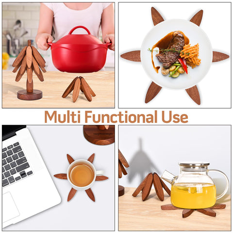 Yuejihuisimple wooden trivet collection ready to protect countertops from heat.
