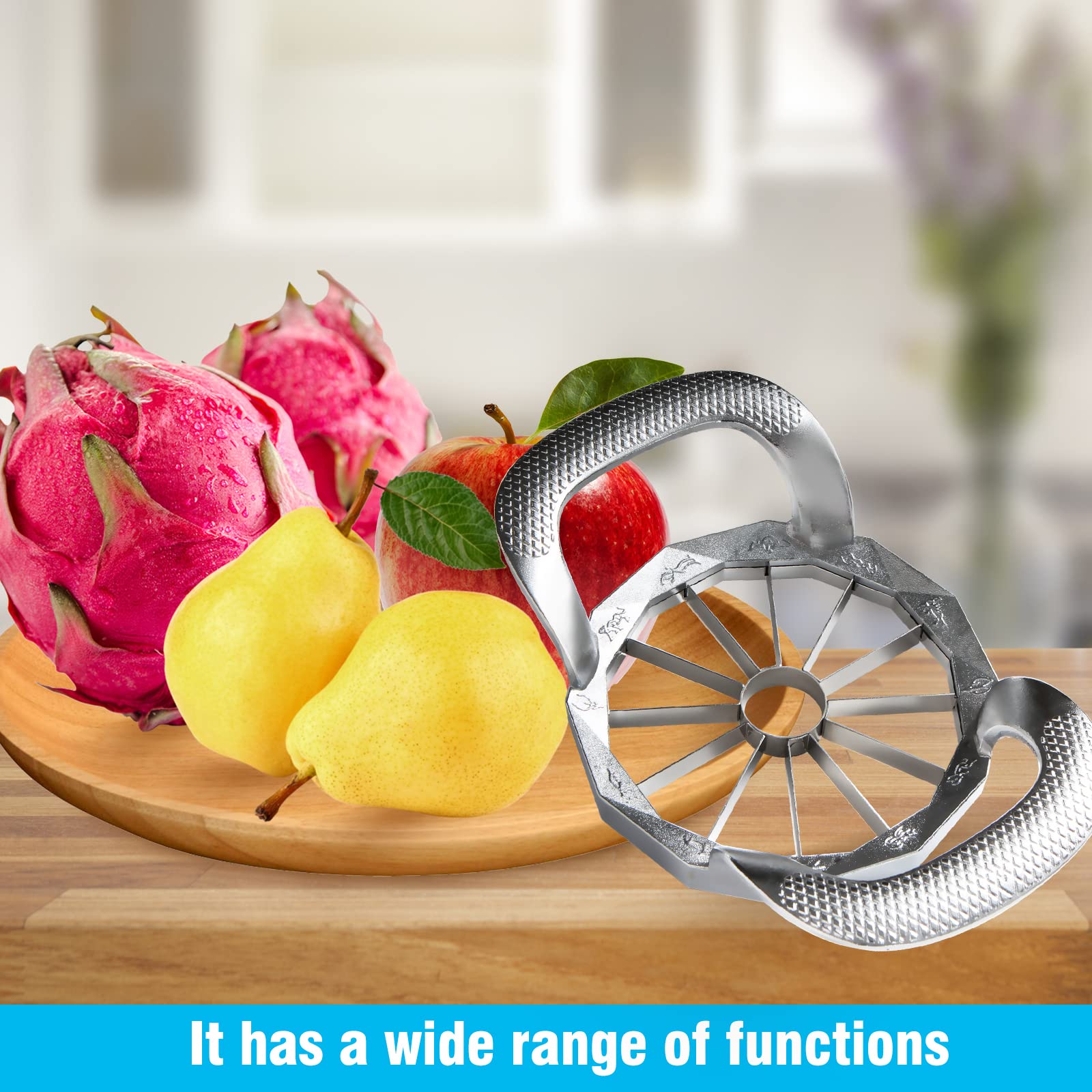 YUEJUJJ Apple Slicer promotes safe handling and easy storage.
