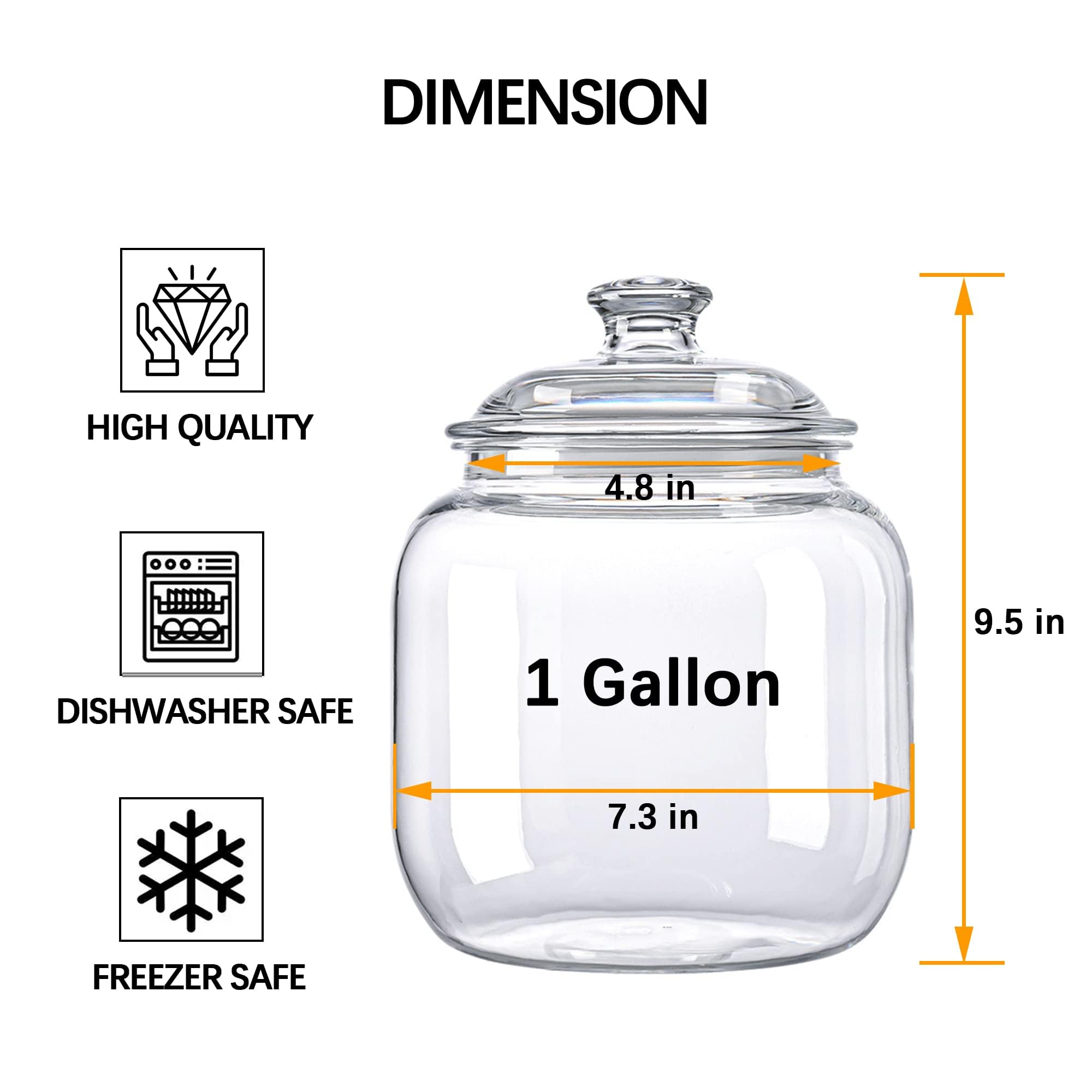 YUEJUM 128oz canister lid-seal closeup highlights airtight seal for freshness.