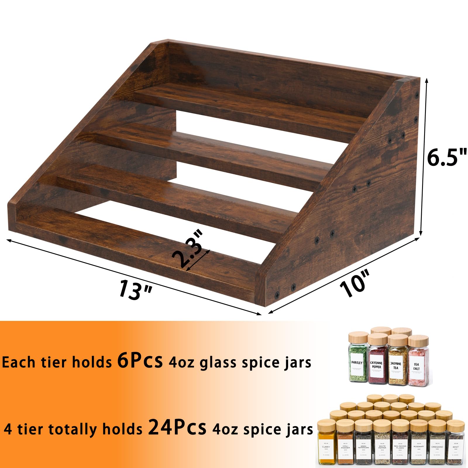 YUELGUANG spice rack offers versatile storage for jars teas vitamins