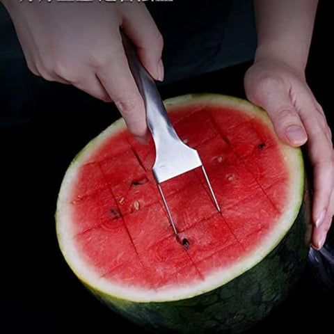 YUEOL watermelon fork slicer used at picnic for easy servings.
