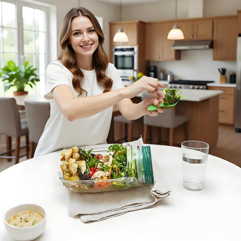 YueYangHuanTai built-in dressing container keeps dressings separate until mixing.