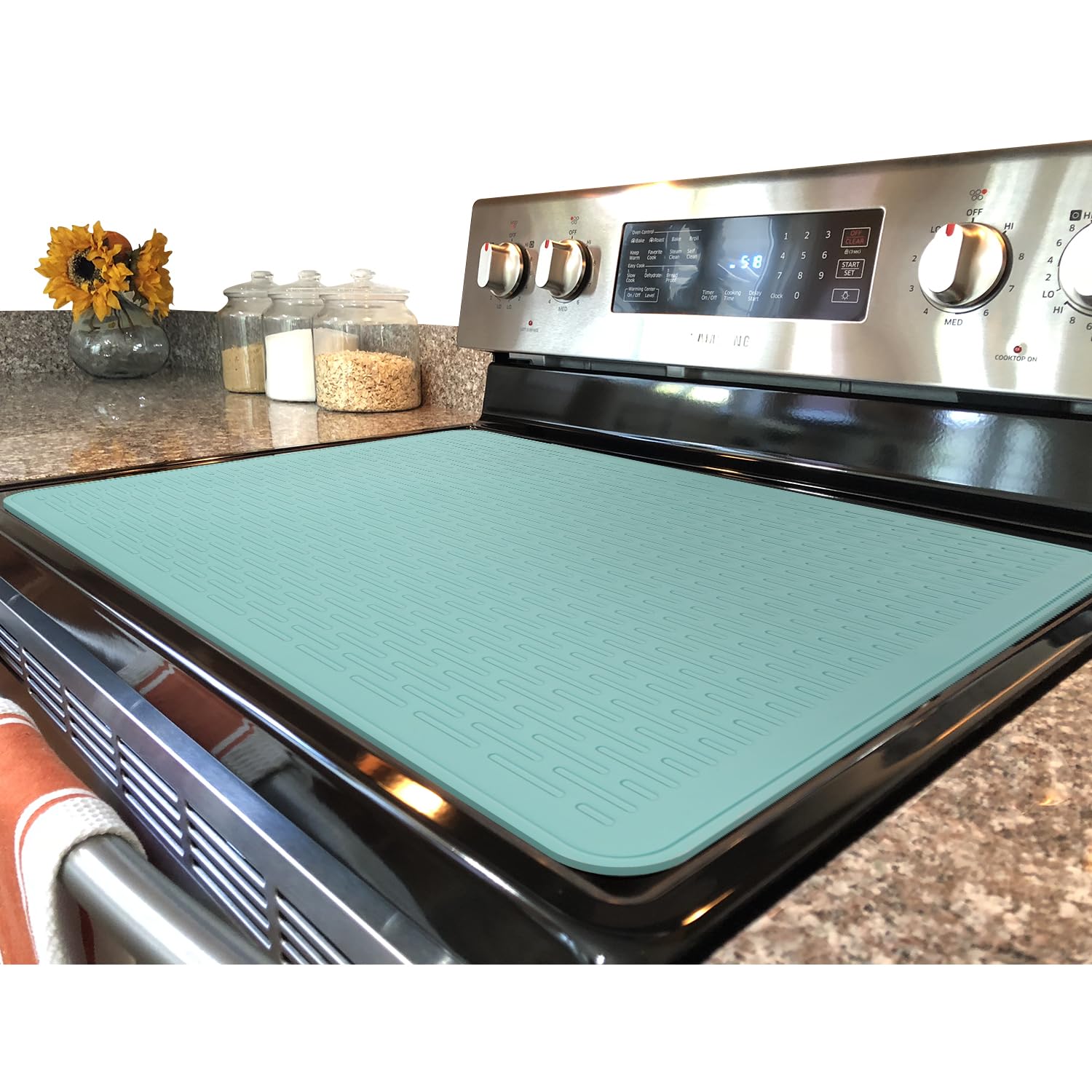 YUHFERA stove top cover Aqua 30x21 protects glass surfaces and boosts prep space.