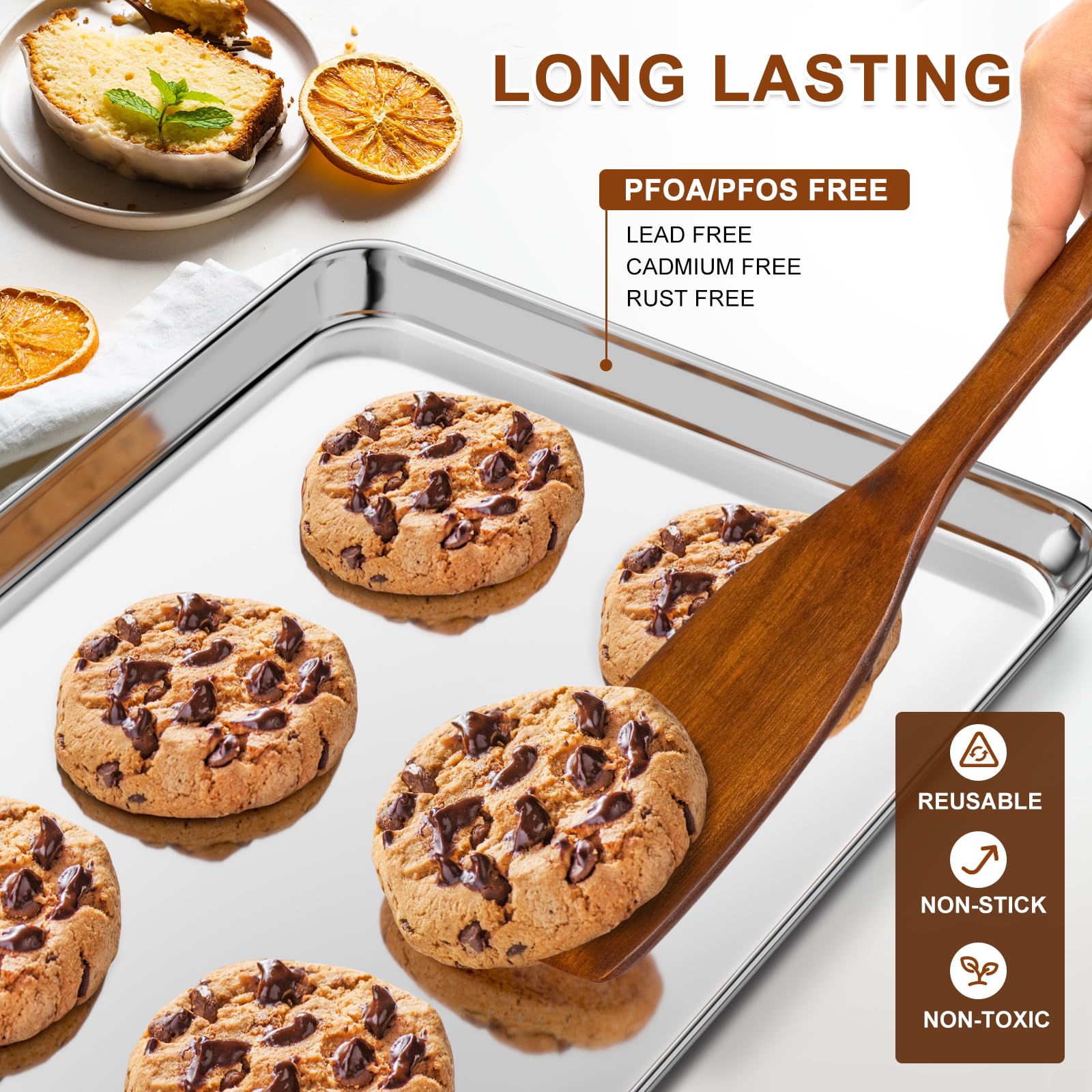 Yuiicaov flat-bottom pan promotes even heat distribution.