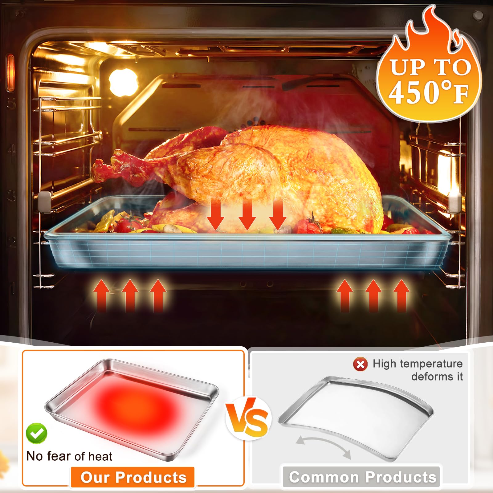 Yuiicaov oven-safe 450F sheet ready for high-heat baking.
