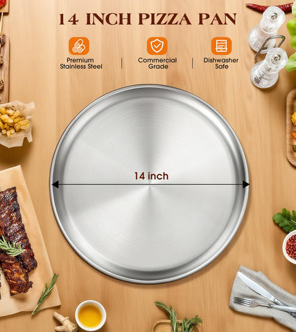Yuiicaov stainless steel pizza pan with 18-8 finish for durable, safe baking.