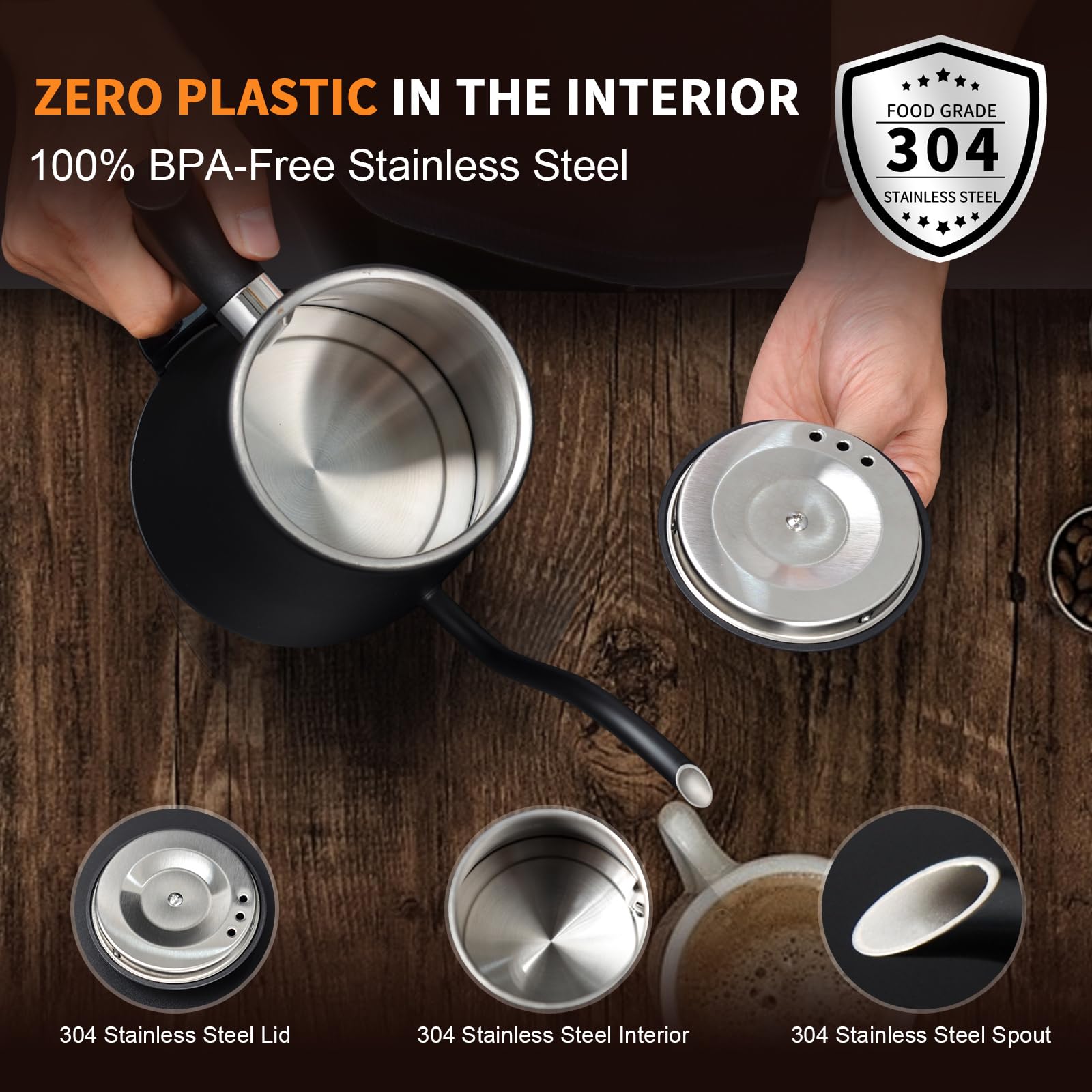 Yuioase gooseneck kettle spout pour demonstrates precise pour control for pour-over coffee.