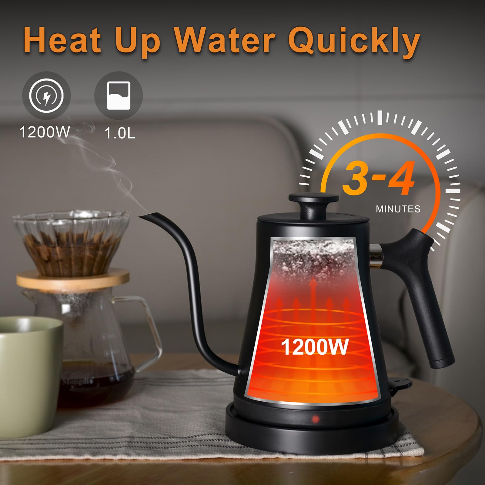 Yuioase kettle interior stainless steel ensures clean, pure-tasting water.